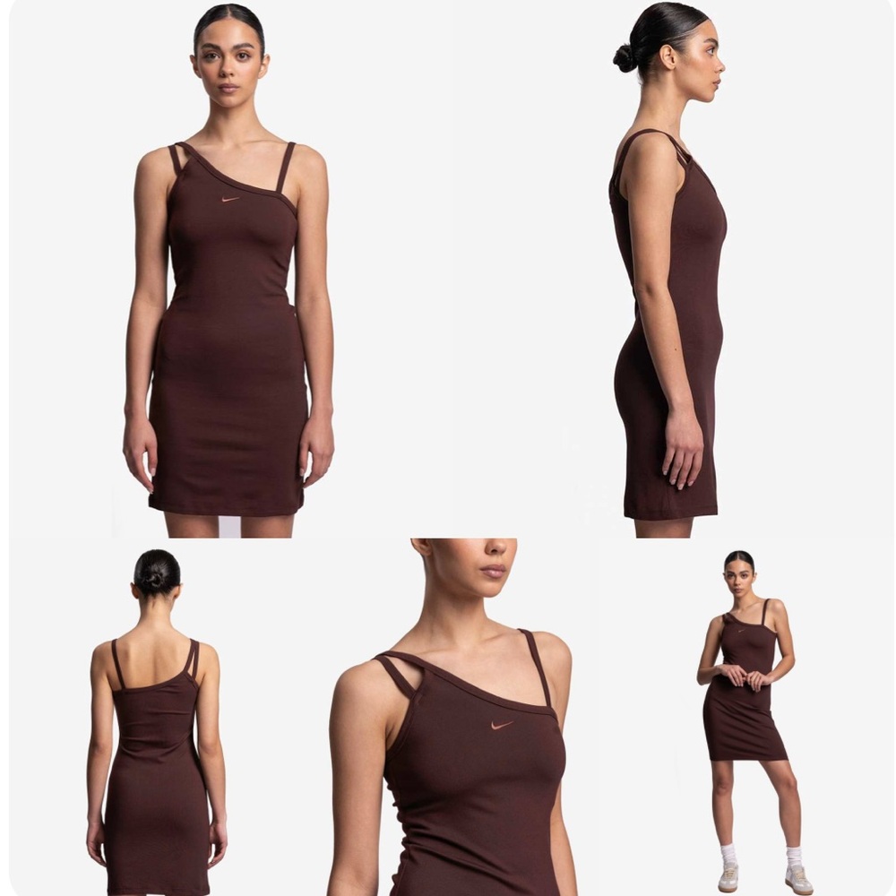 NWT Nike Women's Asymmetrical One Shoulder Dress in Earth Plum
